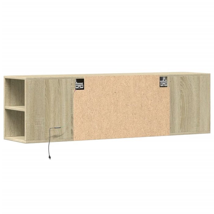 Mobile TV a Parete con Luci LED-Mobile TV a Muro Rovere Sonoma 135x31x39,5 cm