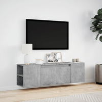 Mobile TV a Parete con Luci LED Grigio Cemento 135x31x39,5 cm 852386