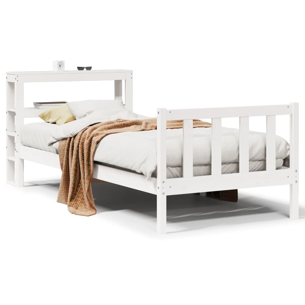 Letto senza Materasso Bianco 75x190 in Legno Massello di Pino