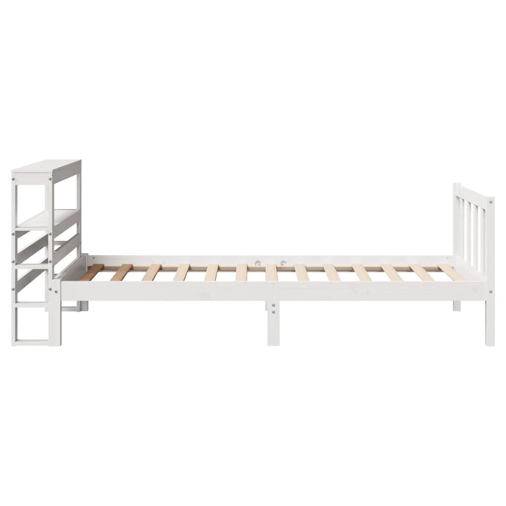 Letto senza Materasso Bianco 75x190 in Legno Massello di Pino