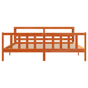 Giroletto con Testiera Marrone Cera 200x200 cm Massello Pino 3305783