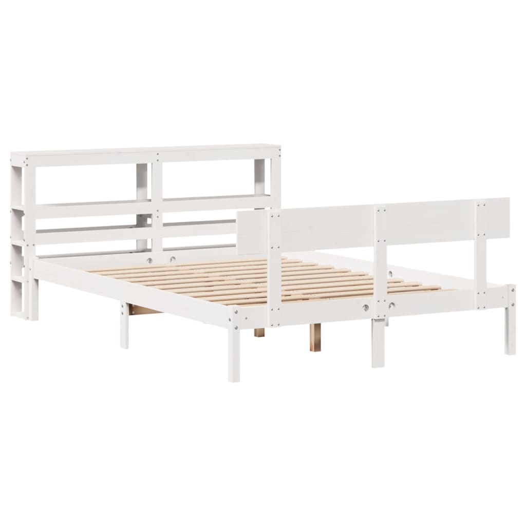 Letto senza Materasso Bianco 135x190 cm Legno Massello di Pino 3305791