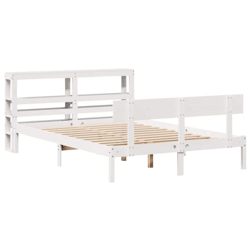 Letto senza Materasso Bianco 140x190 cm Legno Massello di Pino 3305793