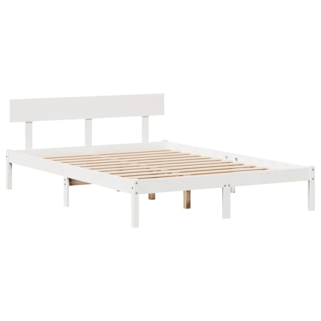 Letto senza Materasso Bianco 140x190 cm Legno Massello di Pino 3305793