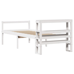 Letto Anziani con Testiera-Letto con Testiera per Anziani-Rete con Testiera Bianco 75x190cm Legno Massello Pino