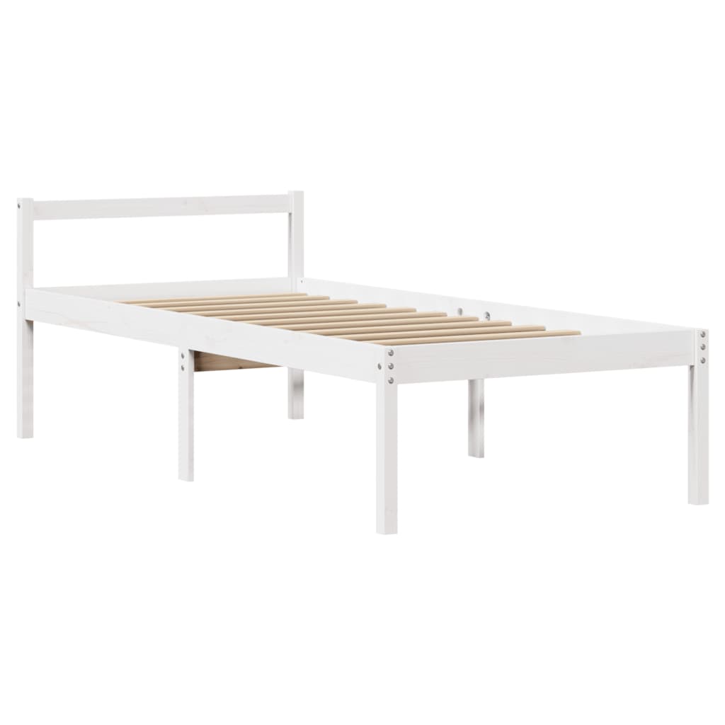 vidaXL Letto Anziani con Testiera Bianco 90x190 cm Legno Massello Pino