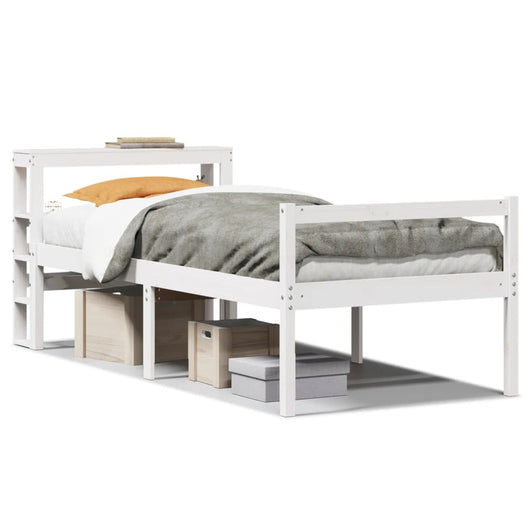 Letto Anziani con Testiera Bianco 90x200cm Legno Massello Pino 3305860