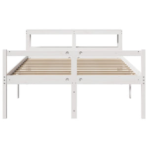 Letto Anziani con Testiera Bianco 120x200cm Legno Massello Pino 3305864