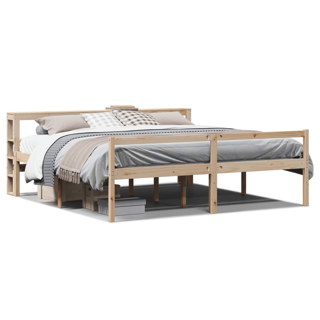 Letto per Anziani con Testiera 200x200 cm Legno Massello Pino 3305873