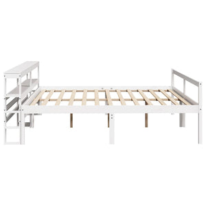 Letto Anziani con Testiera-Letto con Testiera per Anziani-Rete con Testiera Bianco 200x200cm Legno Massello Pino