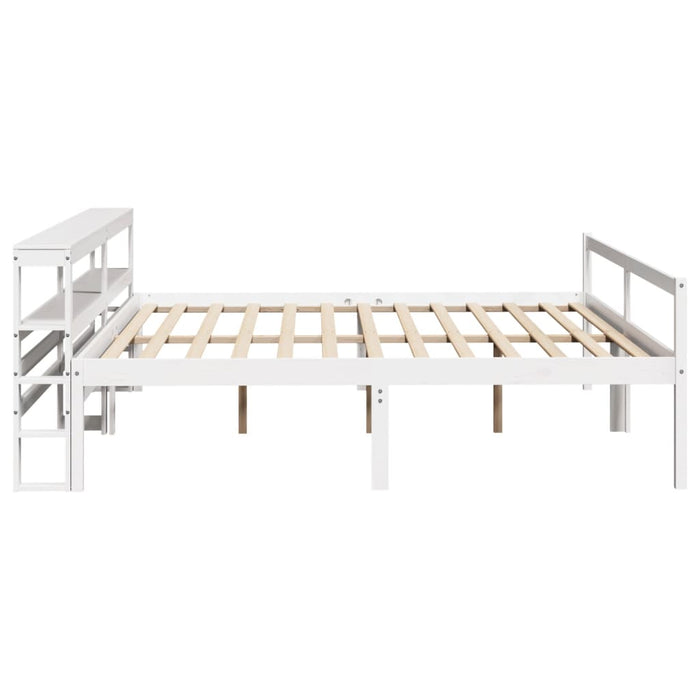 Letto Anziani con Testiera-Letto con Testiera per Anziani-Rete con Testiera Bianco 200x200cm Legno Massello Pino