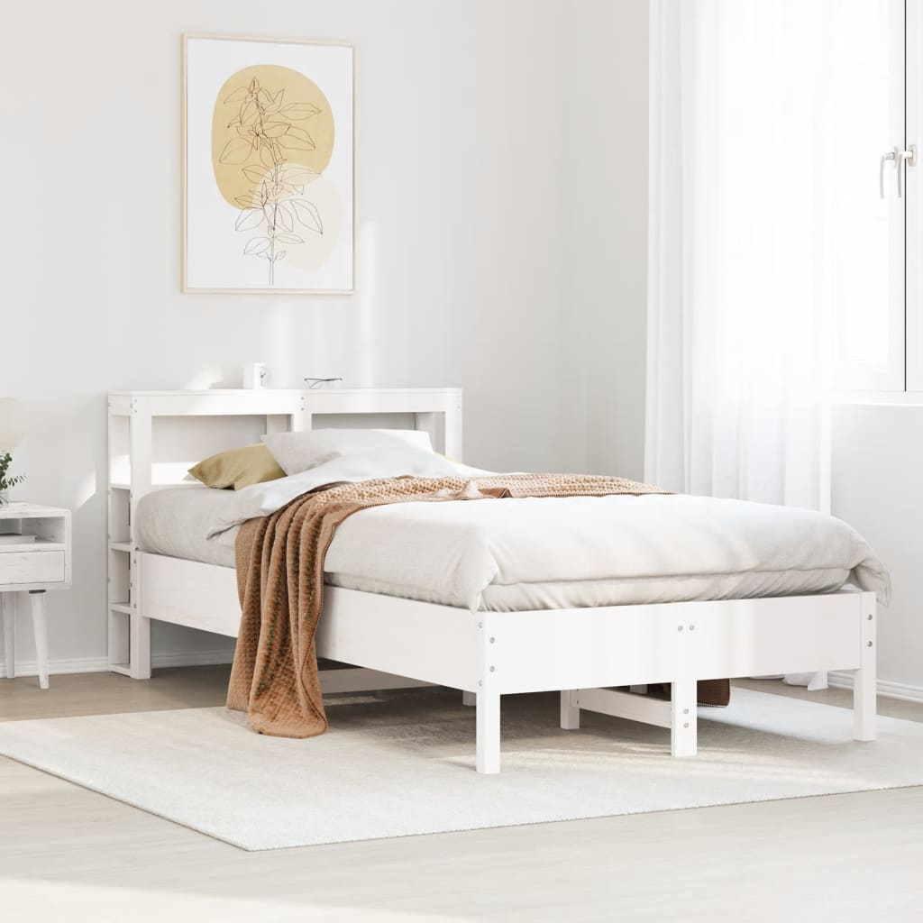 Letto senza Materasso Bianco 90x190 cm in Legno Massello Pino 3306169