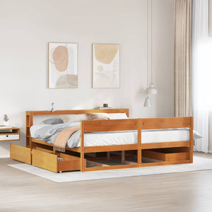 Letto senza Materasso Marrone Cera 200x200 cm in Legno di Pino 3306371