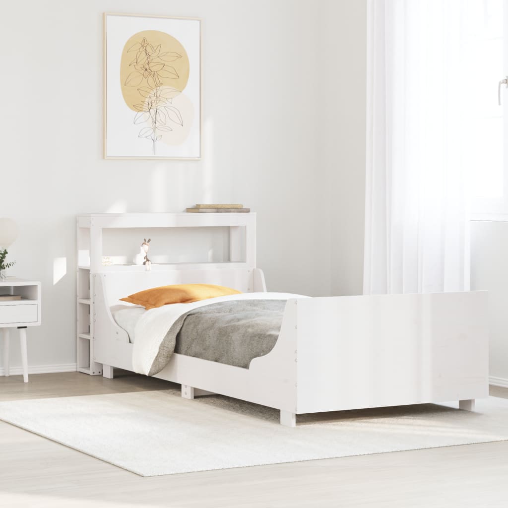vidaXL Letto senza Materasso Bianco 75x190 in Legno Massello di Pino
