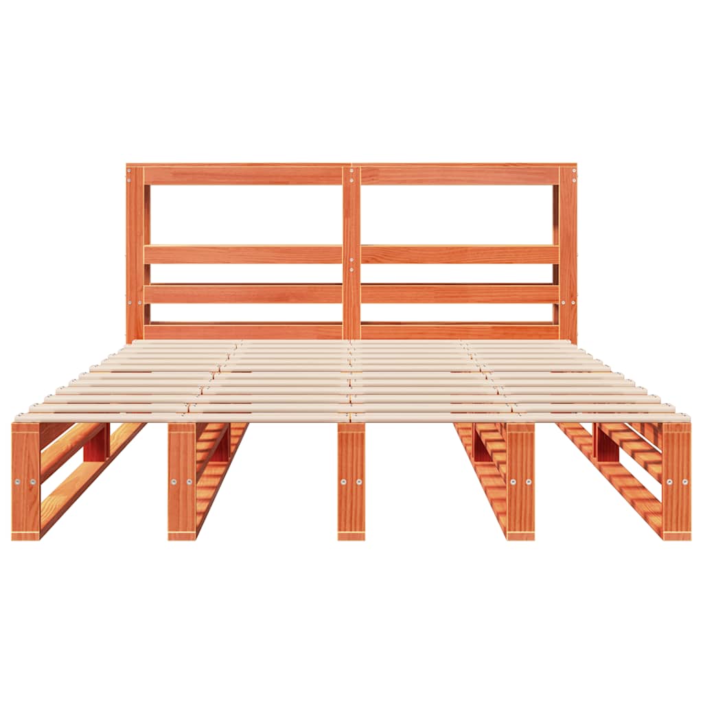 Giroletto con Testiera Marrone Cera 120x190 cm Massello Pino 3306518