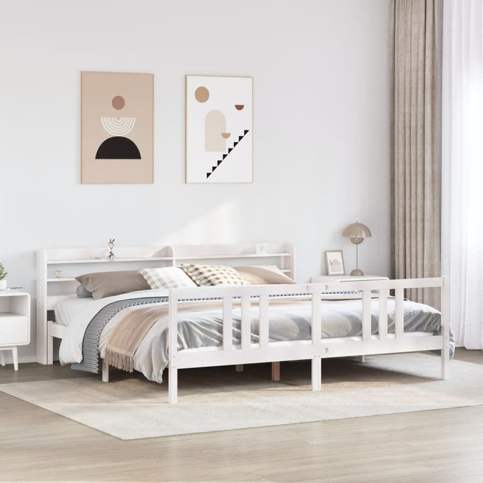 Giroletto con Testiera senza Materasso-Struttura Letto Bianco 200x200 cm 286935