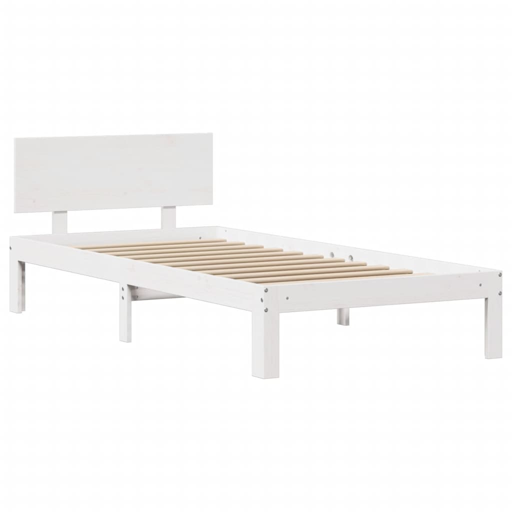 vidaXL Giroletto con Testiera Bianco 75x190 cm Legno Massello di Pino