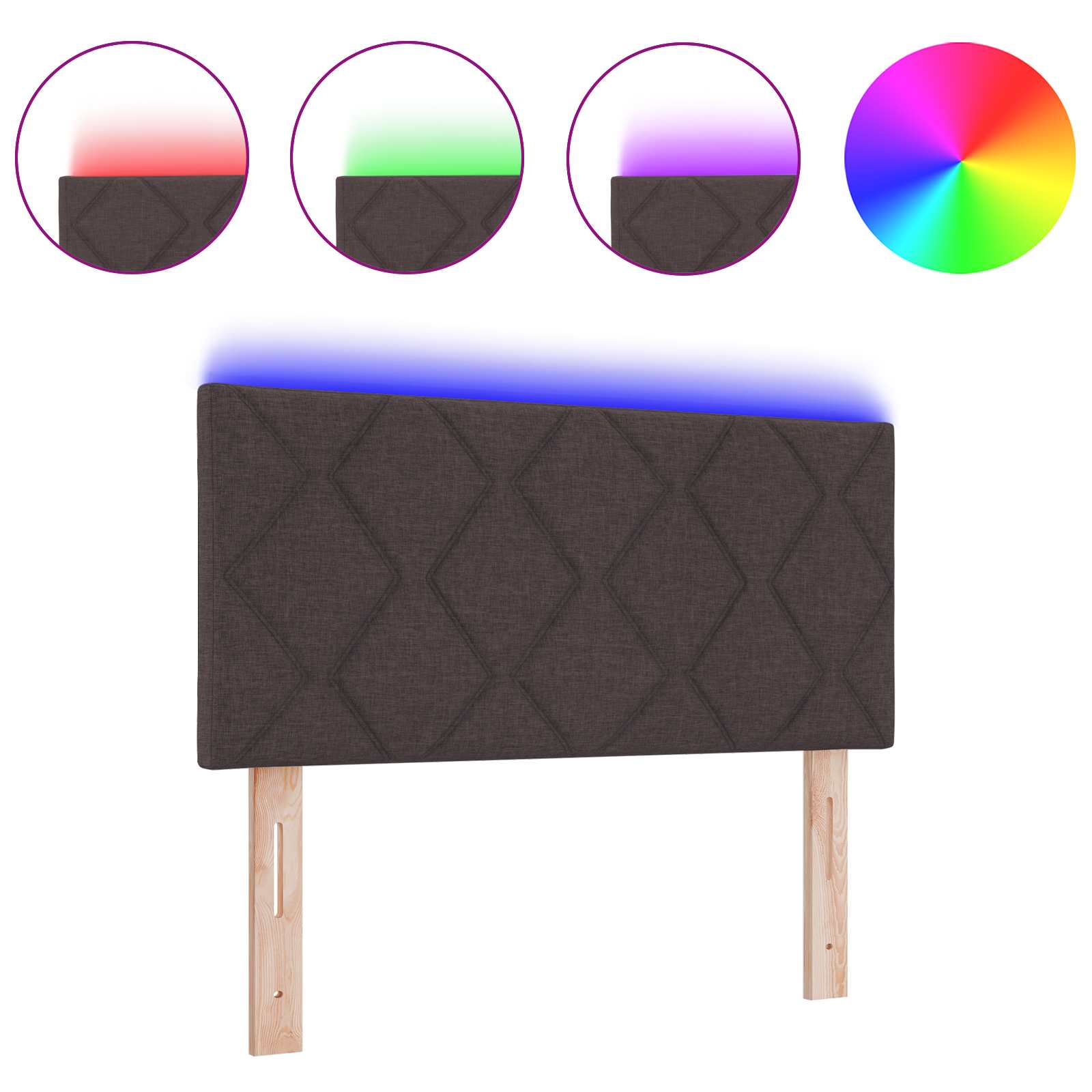 Testiera con luci a strisce a LED-Testata Marrone 100 cm Tessuto