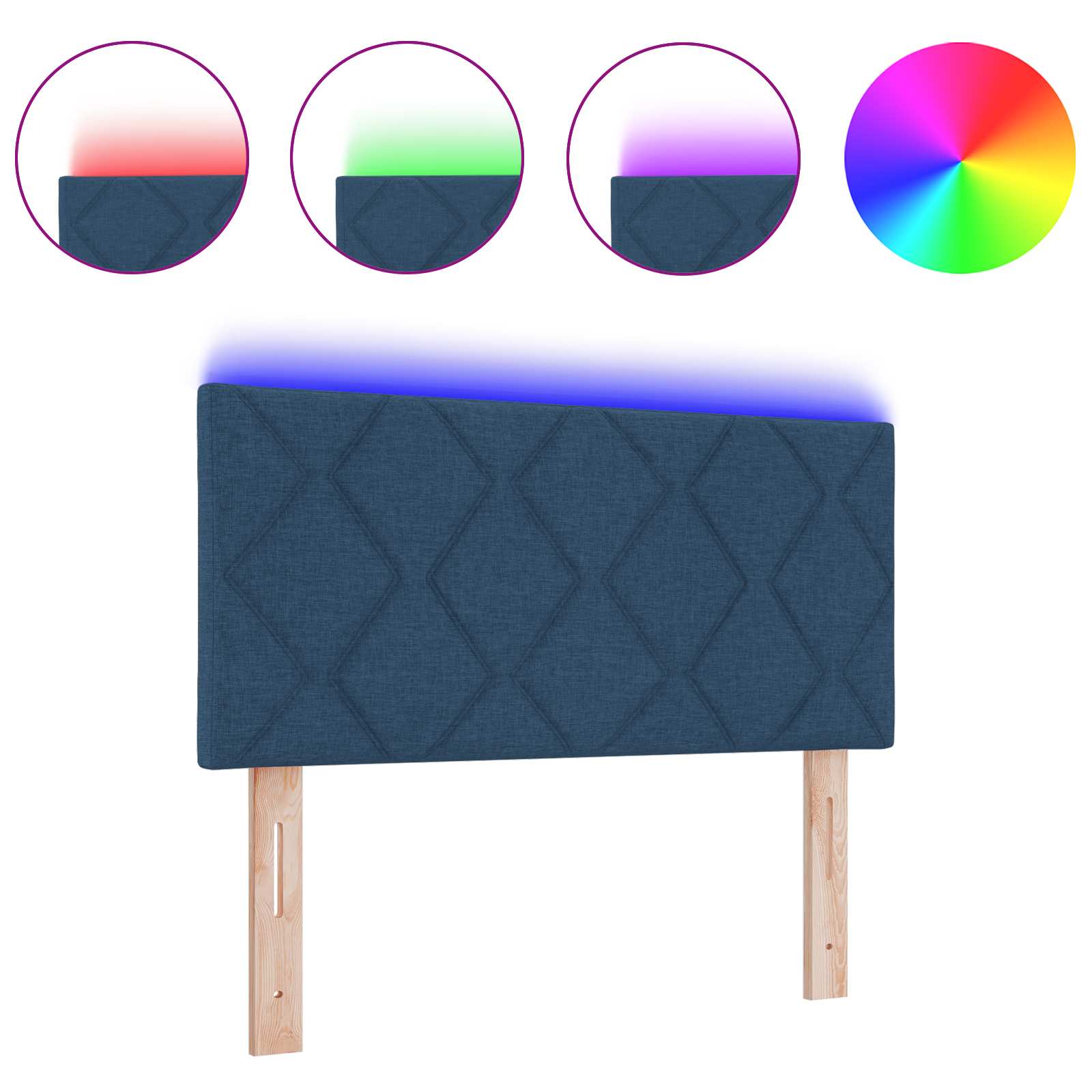 Testiera con luci a strisce a LED-Testata Regolabile Blu 100 cm Tessuto