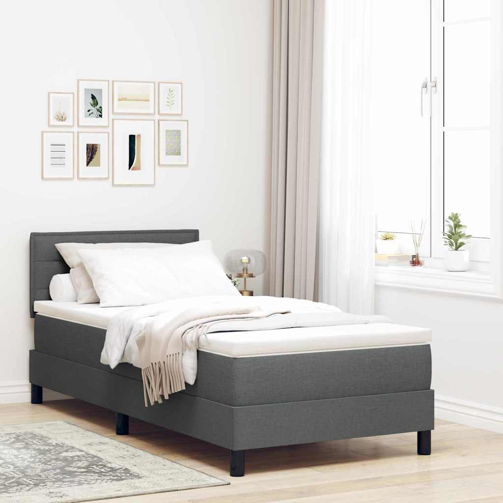 vidaXL Letto box spring con materasso Grigio scuro 80 x 200 cm Tessuto
