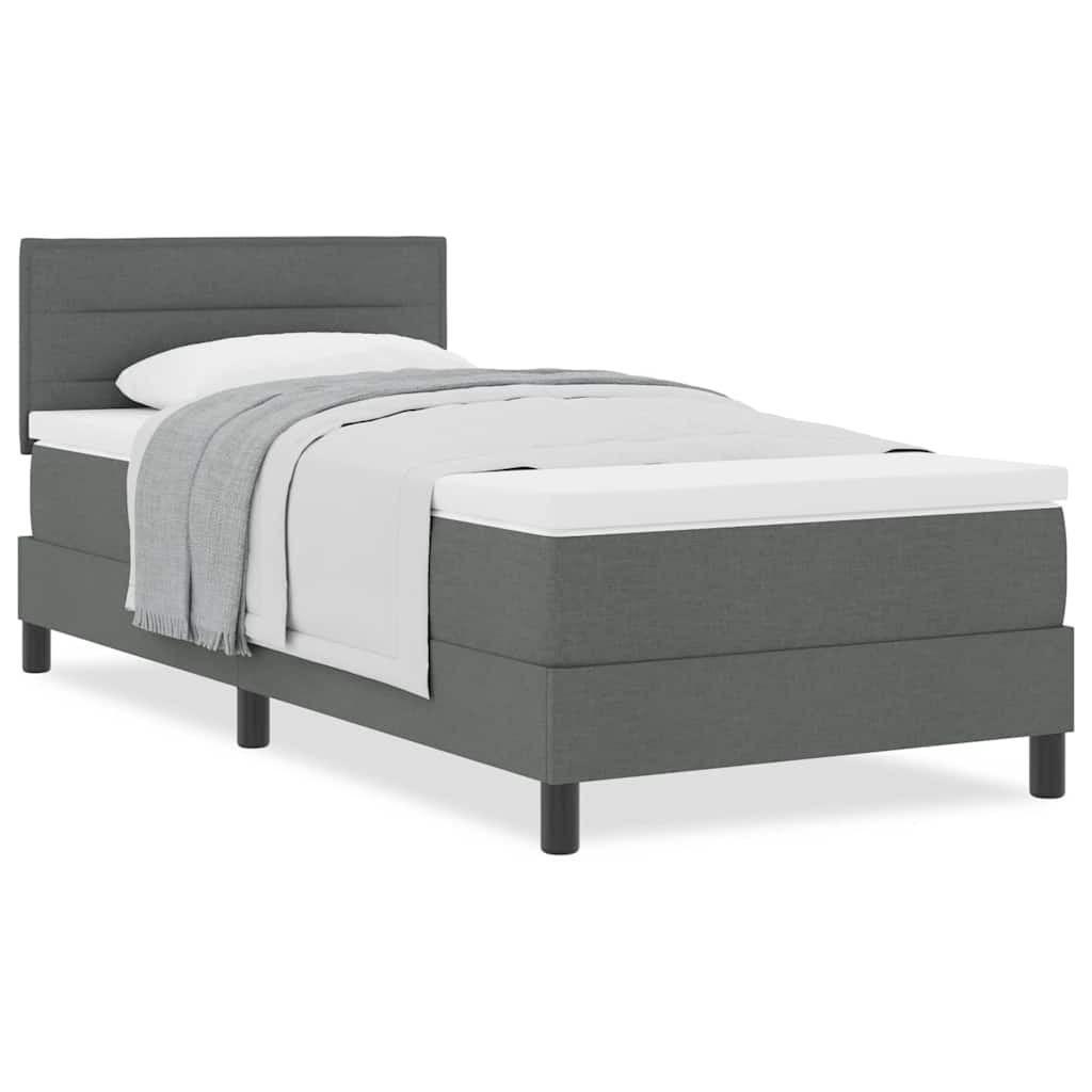 vidaXL Letto box spring con materasso Grigio scuro 80 x 200 cm Tessuto
