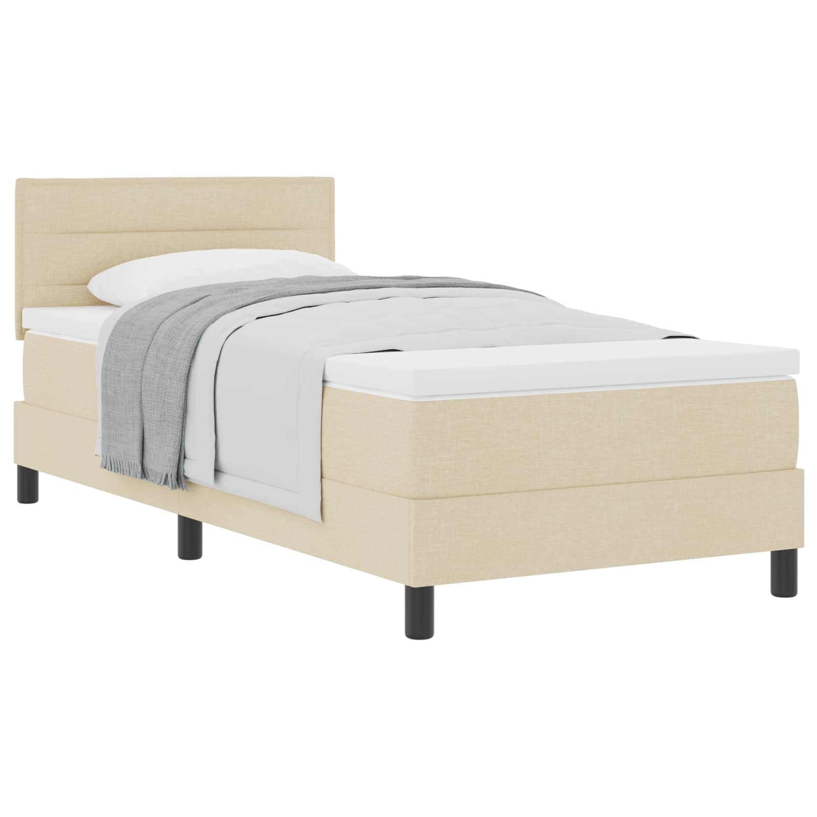 Letto a molle con materasso Crema 100 x 200 cm Tessuto 3338592
