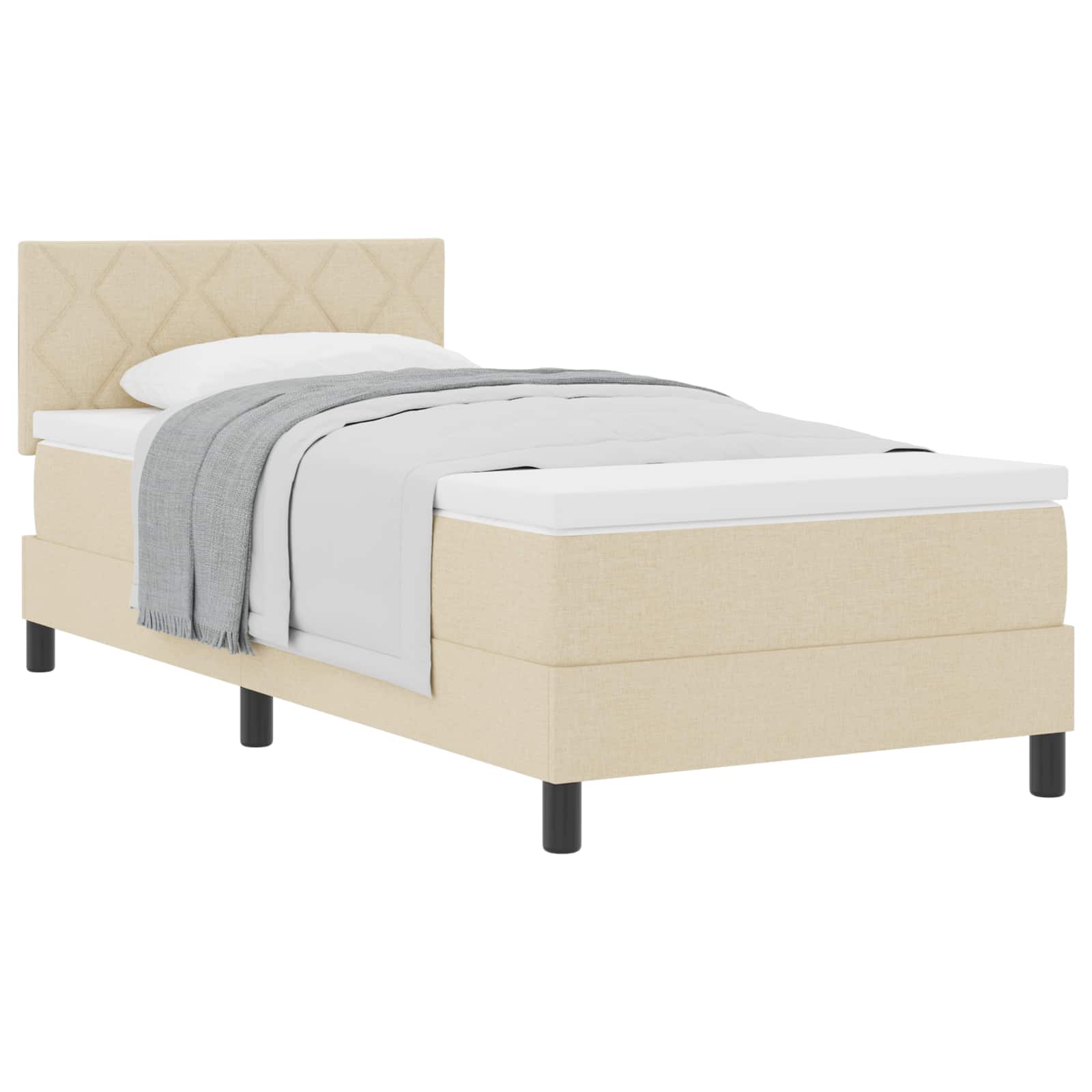 Letto a molle con materasso-Struttura Letto con Materasso Crema 90 x 190 cm Tessuto 706145
