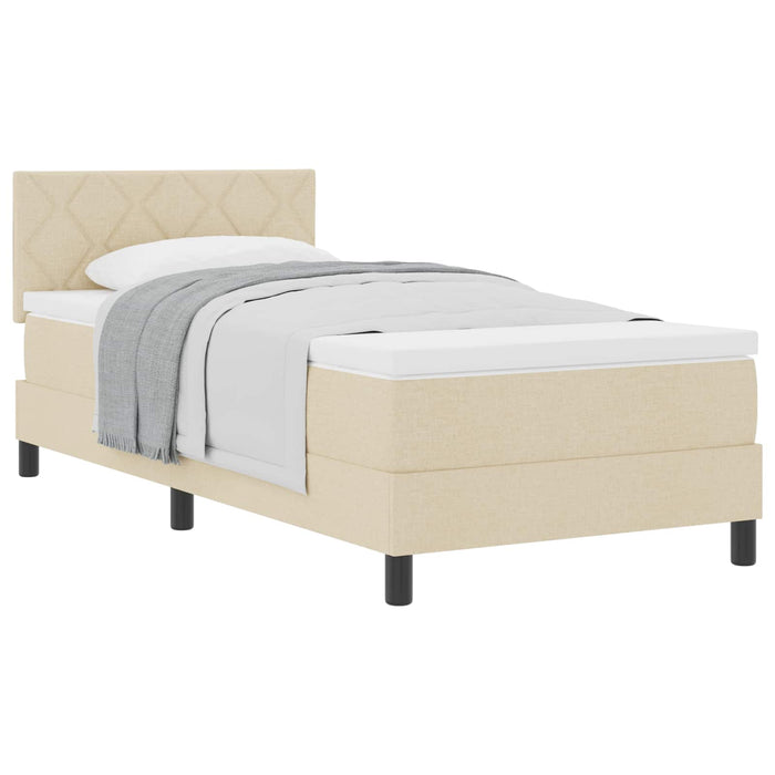 Letto a molle con materasso-Struttura Letto con Materasso Crema 90 x 190 cm Tessuto 706145