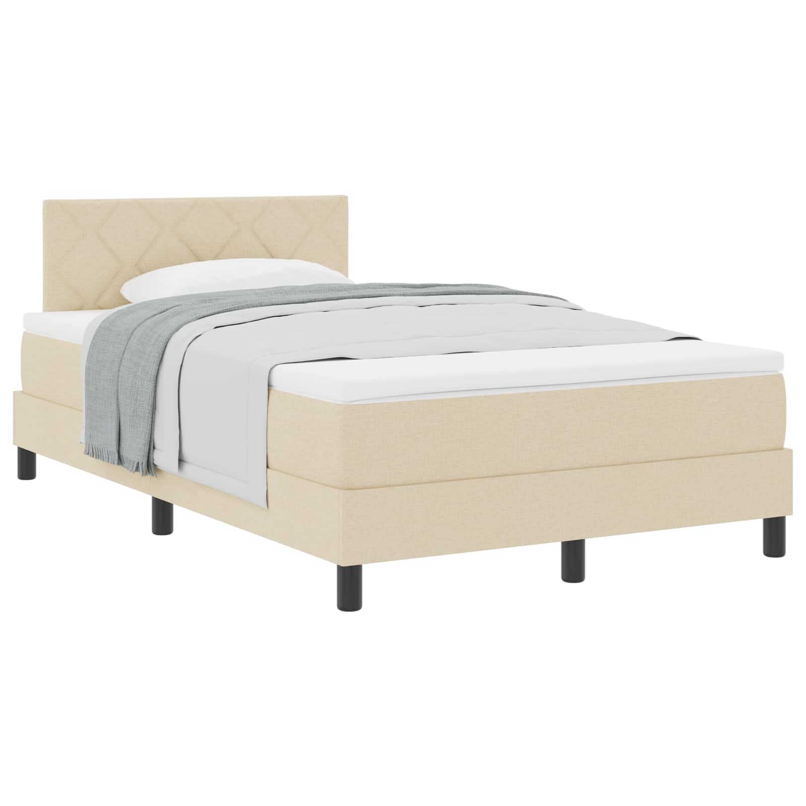Letto a molle con materasso Crema 120 x 190 cm Tessuto 3338753
