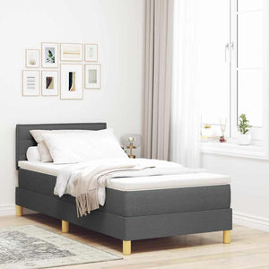 Letto a molle con materasso-Struttura Letto con Materasso Grigio scuro 90 x 190 cm Tessuto 396005