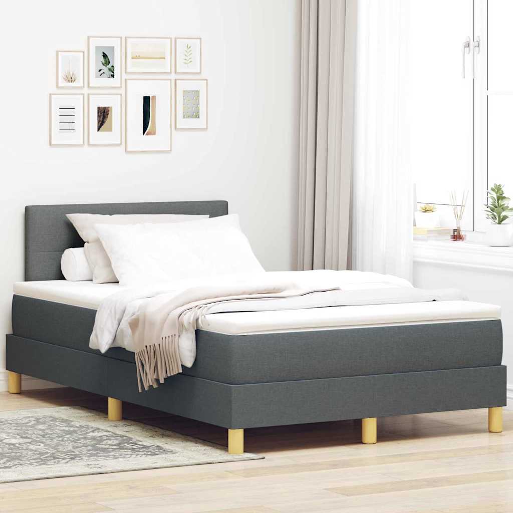 Letto a molle con materasso Grigio scuro 120 x 200 cm Tessuto 3338910