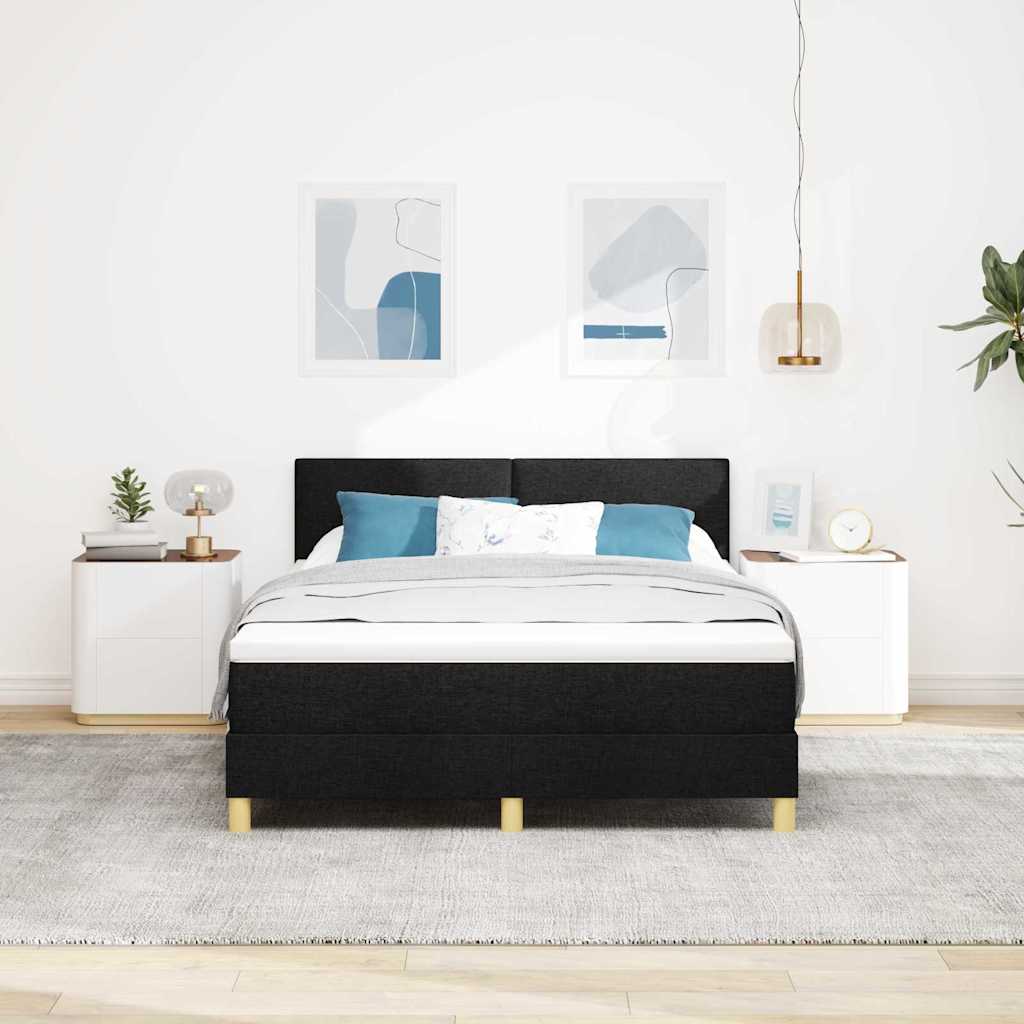 vidaXL Letto box spring con materasso Nero 140 x 190 cm Tessuto