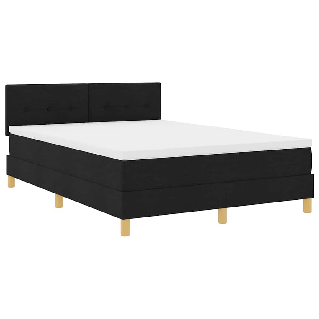 vidaXL Letto box spring con materasso Nero 140 x 190 cm Tessuto