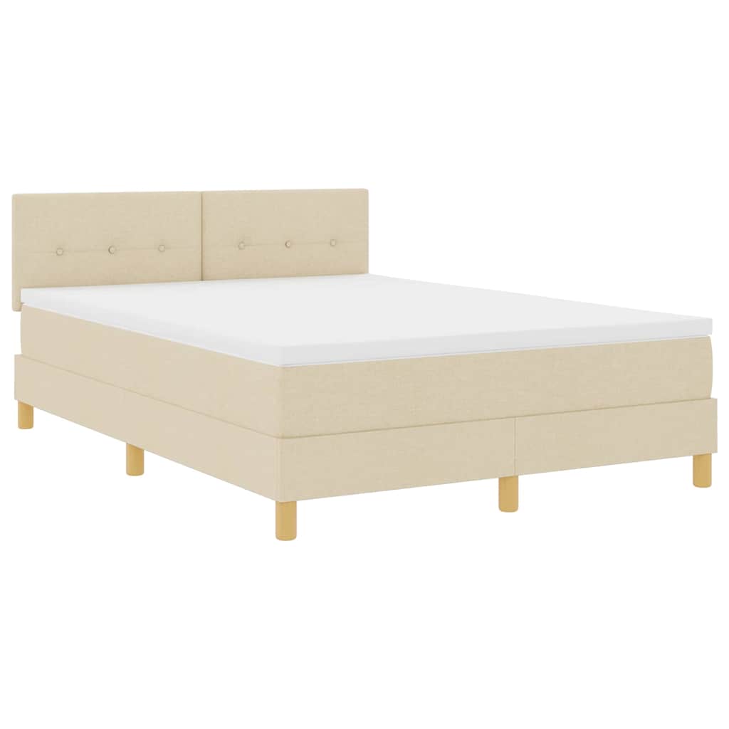 Letto a molle con materasso Crema 140 x 190 cm Tessuto 3338921