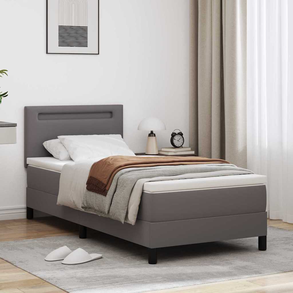 Letto a molle con materasso-Struttura Letto con Materasso Grigio 90 x 190 cm Pelle sintetica