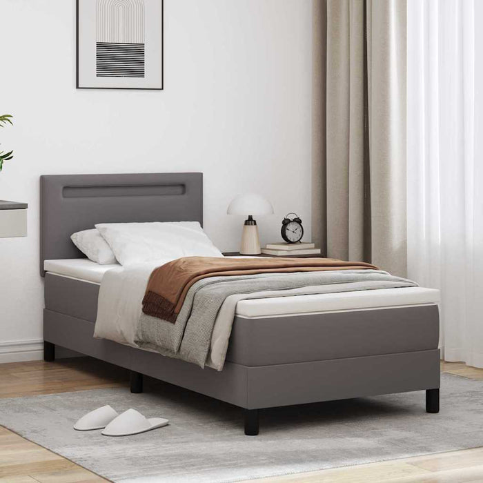 Letto a molle con materasso-Struttura Letto con Materasso Grigio 90 x 190 cm Pelle sintetica
