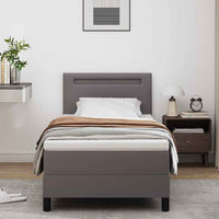 Letto a molle con materasso-Struttura Letto con Materasso Grigio 90 x 190 cm Pelle sintetica