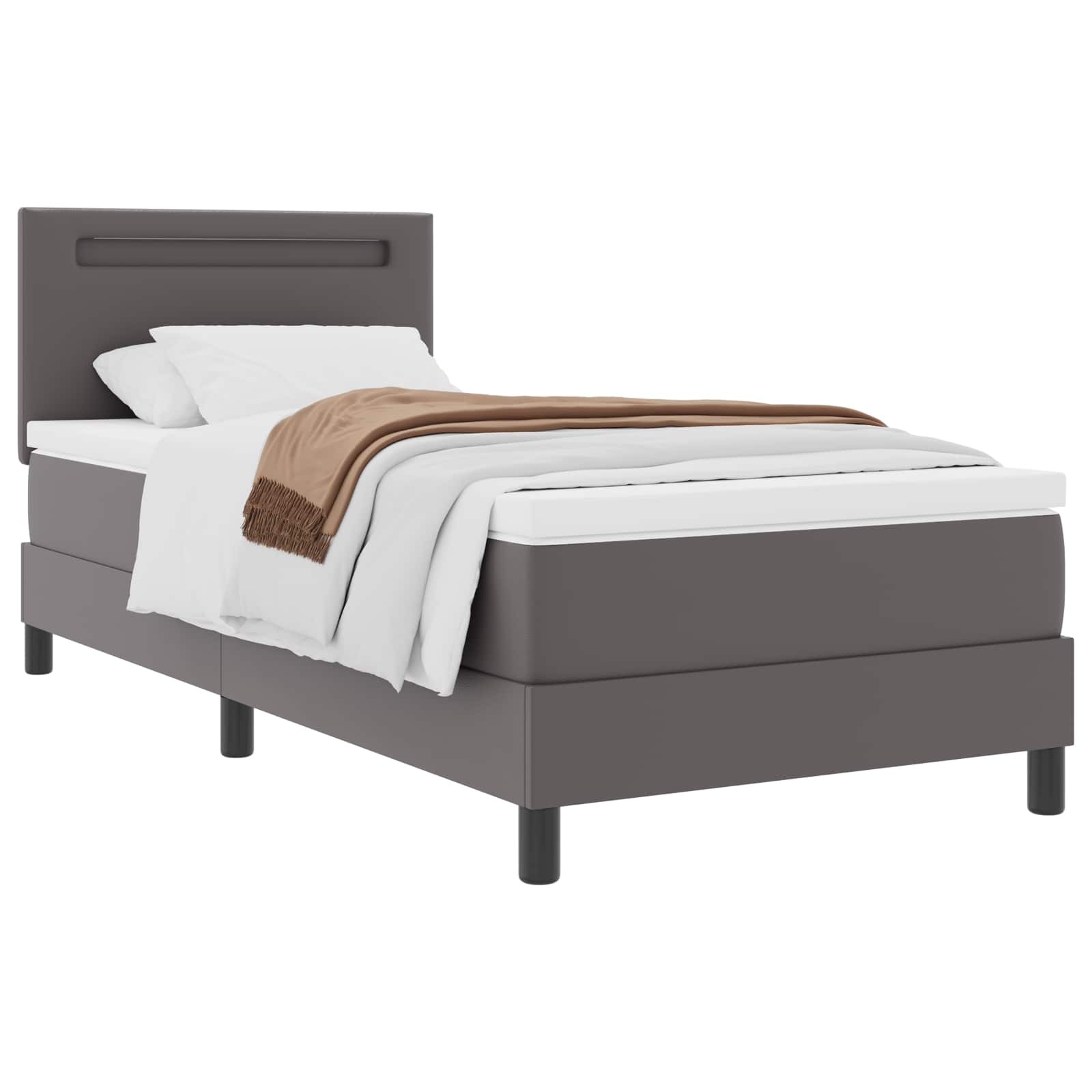 Letto a molle con materasso-Struttura Letto con Materasso Grigio 90 x 190 cm Pelle sintetica