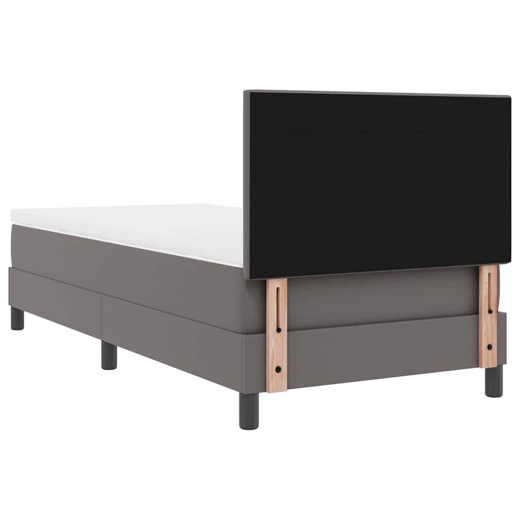 Letto a molle con materasso-Struttura Letto con Materasso Grigio 90 x 190 cm Pelle sintetica