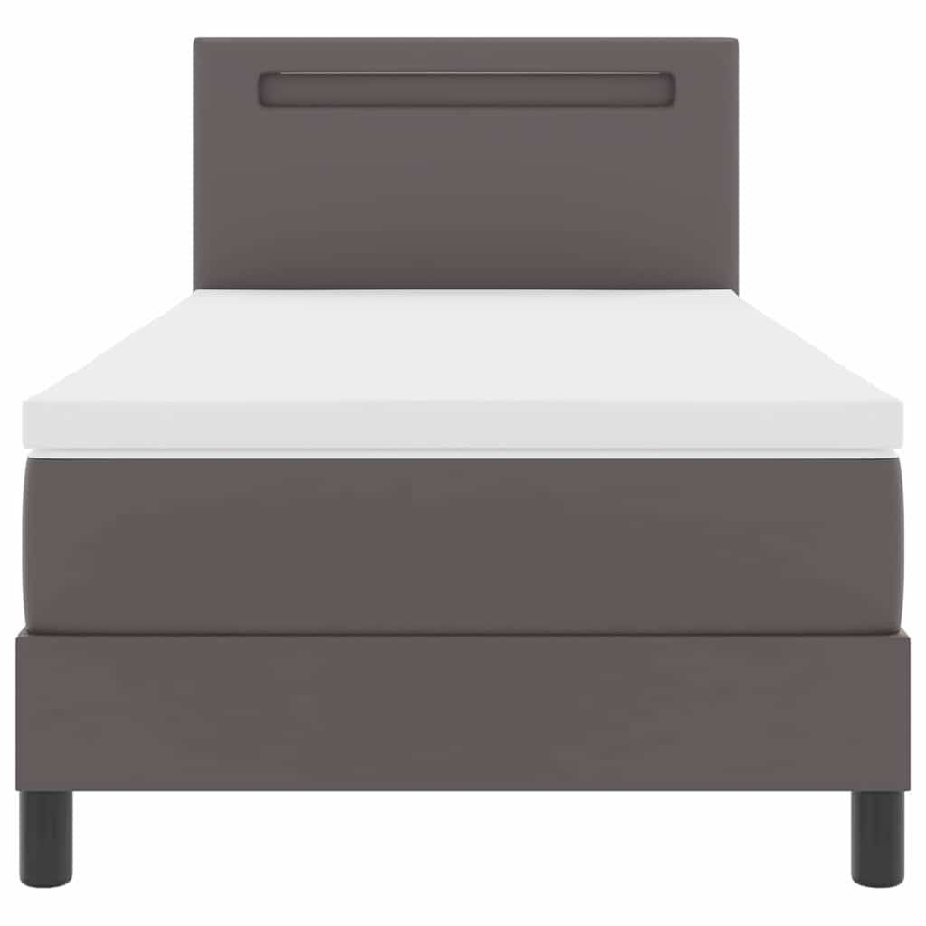 Letto a molle con materasso-Struttura Letto con Materasso Grigio 90 x 190 cm Pelle sintetica