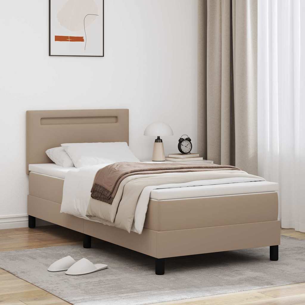 vidaXL Letto a molle con materasso Bianco e Cappuccino 90 x 200 cm