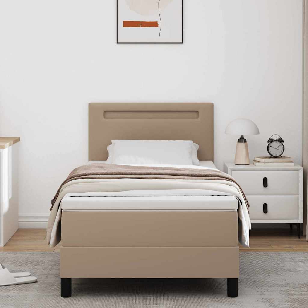 vidaXL Letto a molle con materasso Bianco e Cappuccino 90 x 200 cm