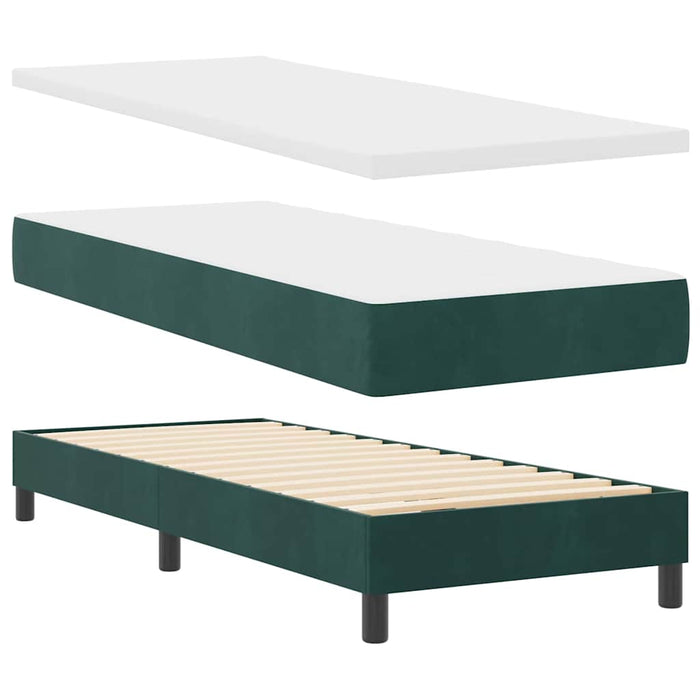 Letto a molle con materasso Verde Scuro 80 x 200 cm Velluto 3339071