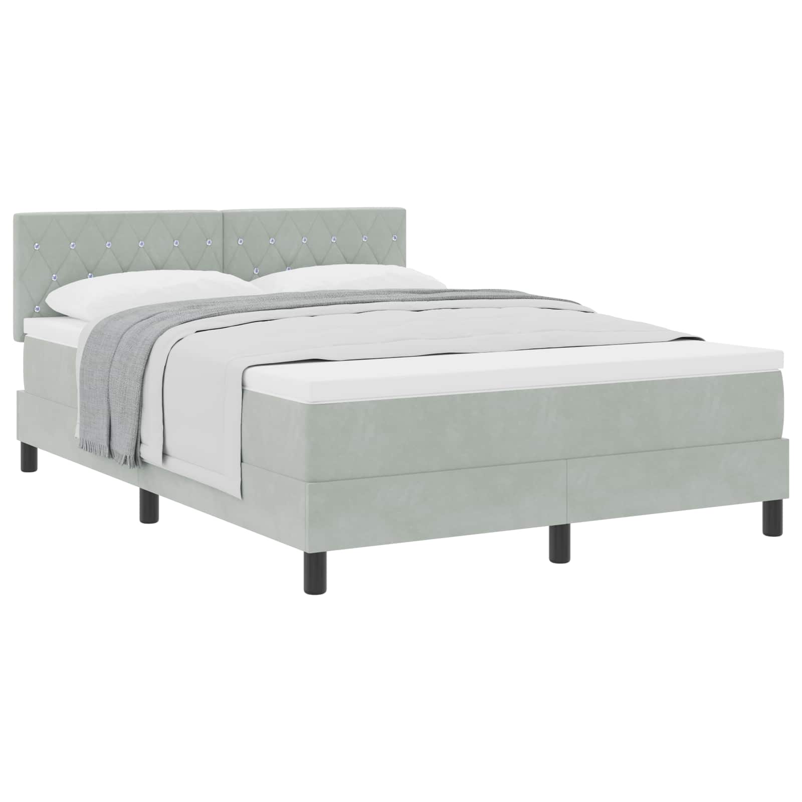 Letto a molle con materasso Grigio chiaro 140 x 190 cm Velluto 3339104