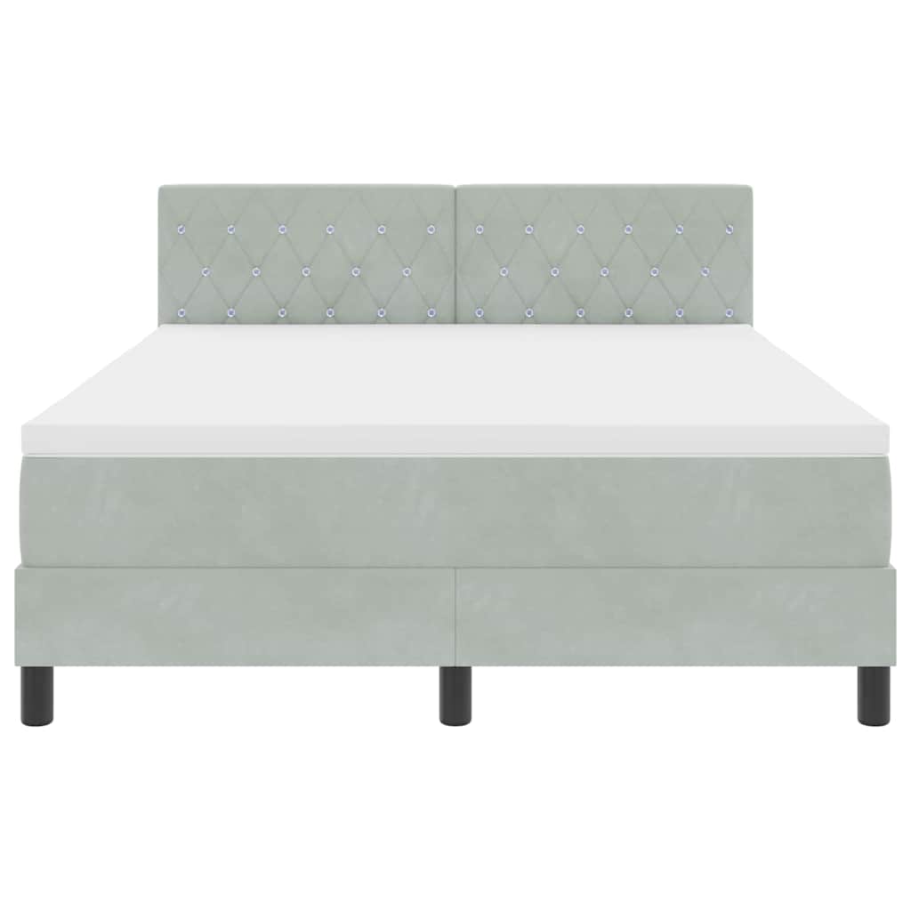 Letto a molle con materasso Grigio chiaro 140 x 190 cm Velluto 3339104