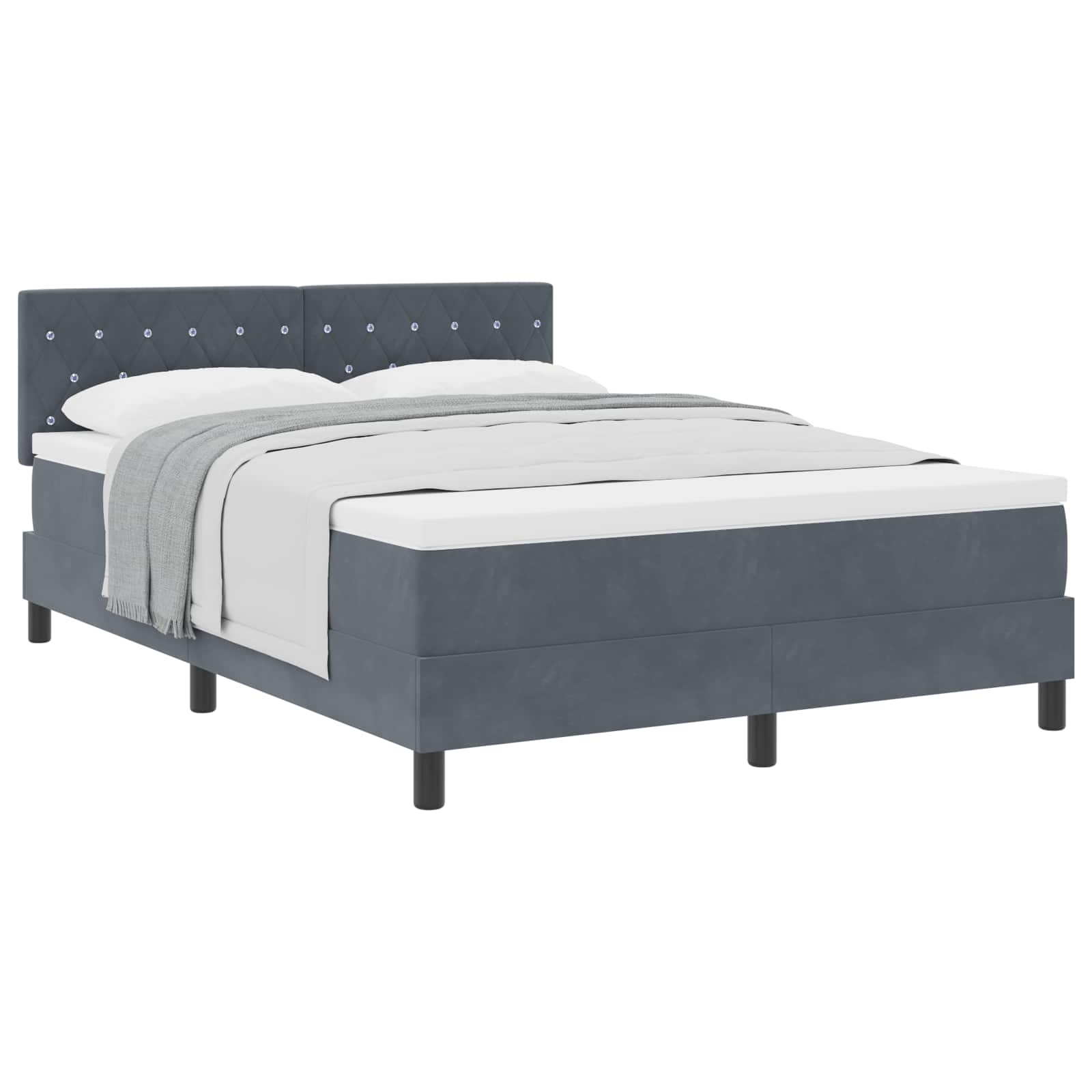 Letto a molle con materasso Grigio scuro 140 x 190 cm Velluto 3339105