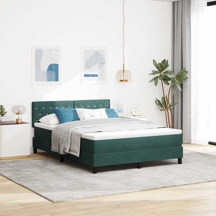 Letto a molle con materasso Verde Scuro 140 x 190 cm Velluto 3339107