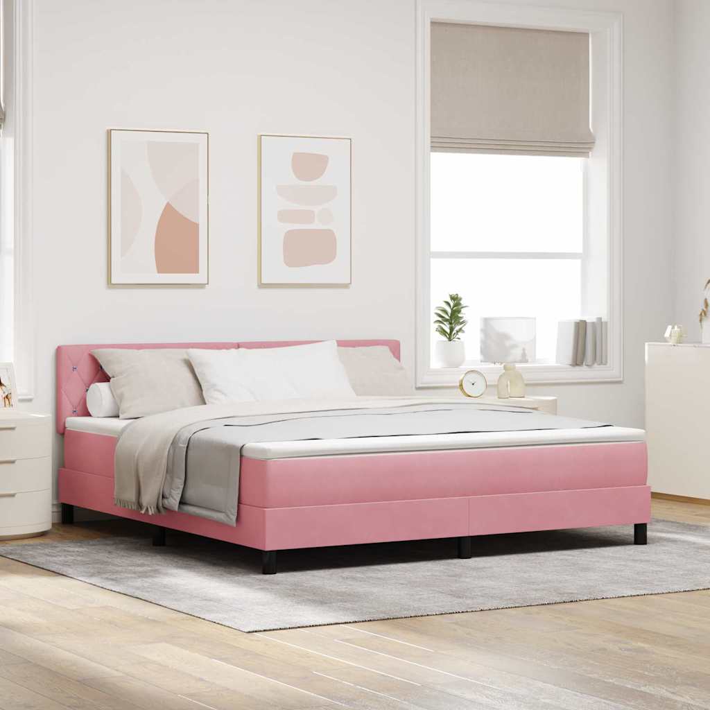 Letto a molle con materasso Rosa 180 x 200 cm Velluto 3339127