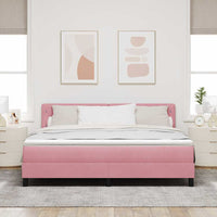 Letto a molle con materasso Rosa 180 x 200 cm Velluto 3339127