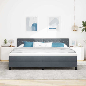 Letto a molle con materasso Grigio scuro 200 x 200 cm Velluto 3339129